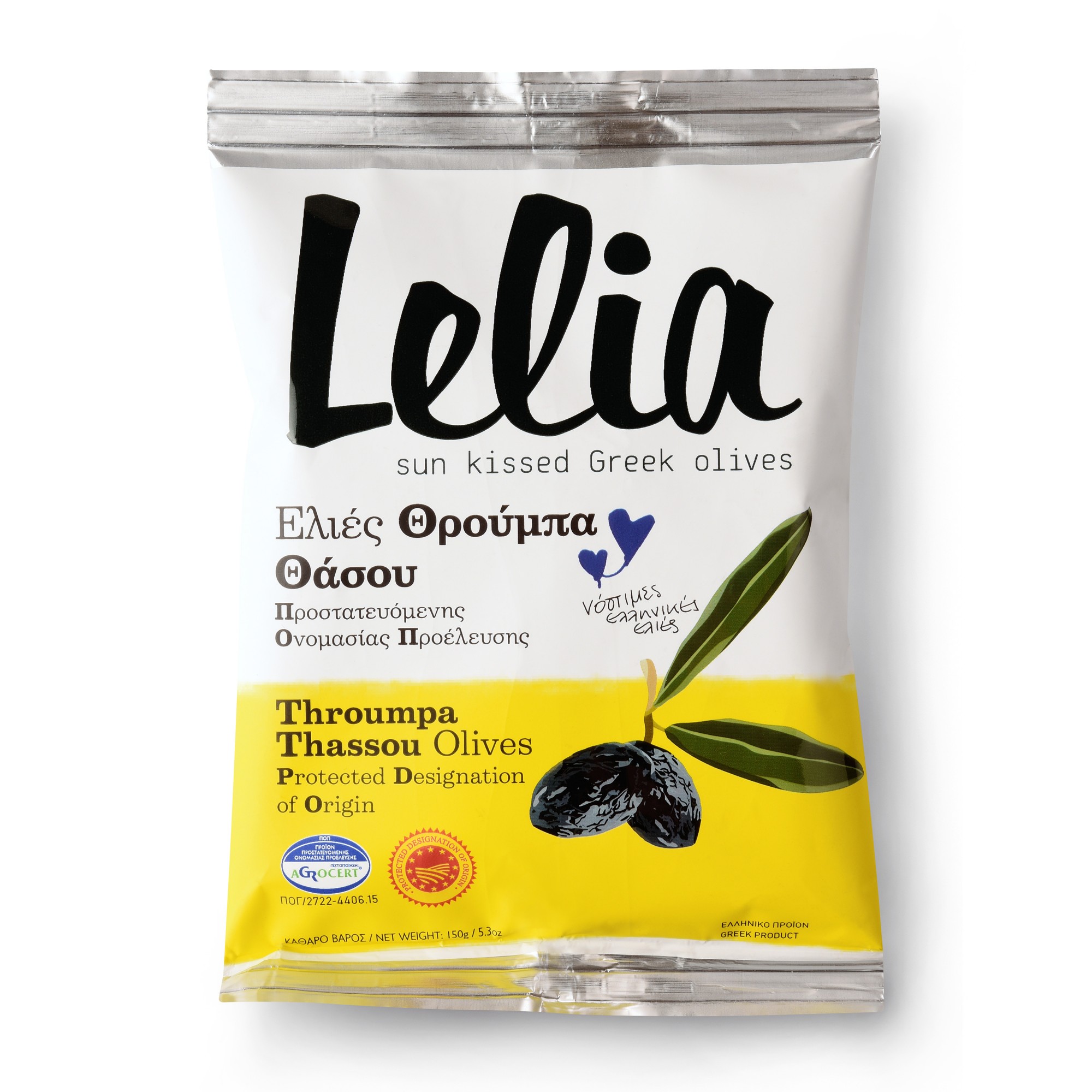 Černé olivy sušené Thrumbes Thassou s peckou, 150g, Lelia