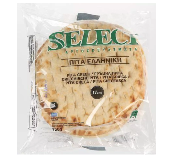 Pita řecký chléb 10Ks/ 17 cm, 750g, Pouze osobní odběr (chlazený / mražený produkt)