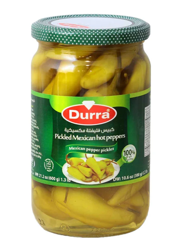 Nakládané Mexické pálivé papriky, Durra, 600g