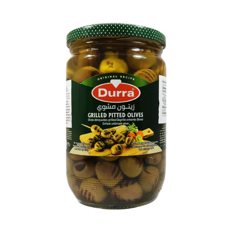 Grilované vypeckované zelené olivy v oleji, Durra, 650g