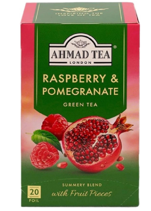 Raspberry & Pomegranate, Green tea, Ahmad Tea, 20 alu sáčků